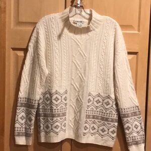 ORVIS Cashmere Cream with Tan Design Sweater